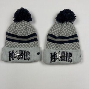 Magic Kids Pom-Pom Beanie Set - Gray and Navy TWO FOR PRICE OF ONE!